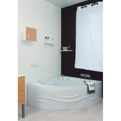 ONDEE - Faldón de bañera FANY - Motivo de onda - ABS - Blanco - 135x135cm