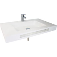 ONDEE - Lavabo plano suspendido LICEO - Solid Surface - con rebosadero y reborde - 80 cm