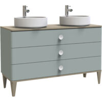 ONDEE - Mueble de baño para fijar de la colección NEMOO - Entregado en kit - Ancho 120cm - lacado mate verde de agua - plano para colocar