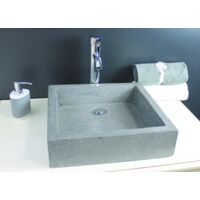 ONDEE - Lavabo cuadrado para colocar TIMBRE - 40cm - Terrazzo - Sin rebosadero - Gris