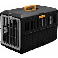 Iris Ohyama, Caisse de transport / Cage 2 Portes, Pliable Poignée Ventilation optimale pour chat & chien max 20 kg - Pet CarryFC-670, Noir