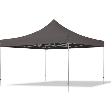 TOOLPORT Gazebo Pieghevole 3x3 M Professional 40 Mm - Struttura In Alluminio, Telo PES 800 Impermeabile, Grigio Scuro, Regolabile In Altezza - 3