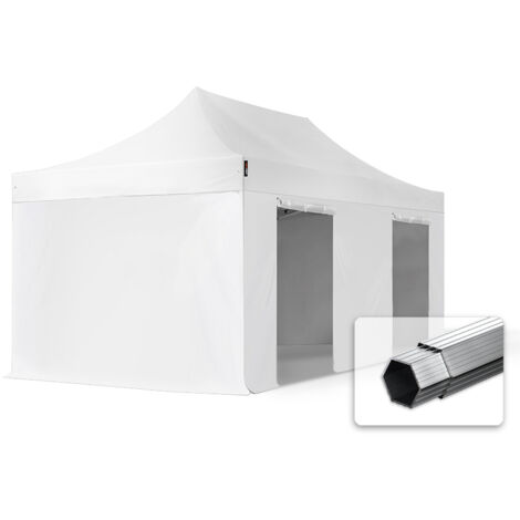 3x6m gazebo pieghevole PES 800 con laterali, PROFESSIONAL 40mm alluminio, bianco (1/5)