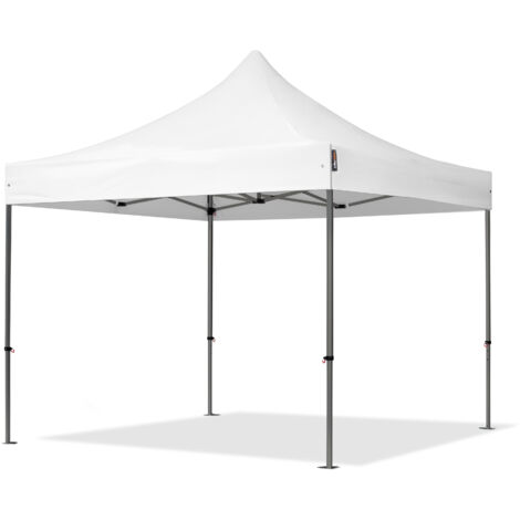 Gazebo Pieghevole Wiltec 3x3m Bianco Con Ruote - Tenda Pop-up Per Fiere, Eventi E Giardino