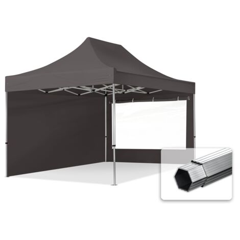 3x4,5m gazebo pieghevole PES 800 con laterali (finestre panoramiche), PROFESSIONAL 40mm alluminio, grigio scuro (1/5)