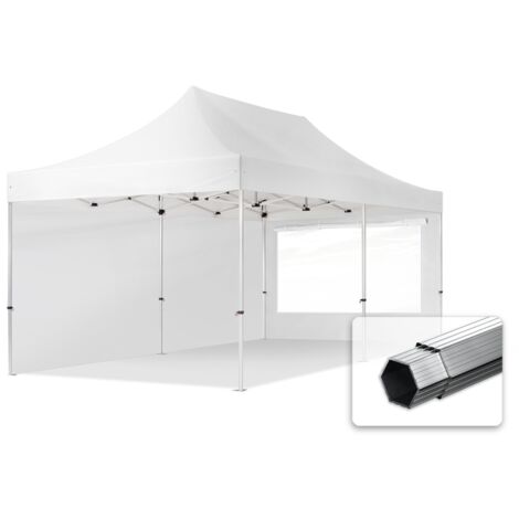 TOOLPORT 4x6m gazebo pieghevole PES con laterali (finestre panoramiche), PROFESSIONAL alluminio, nero | Leroy Merlin