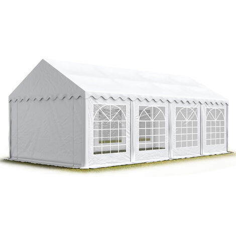 TOOLPORT Carpa para fiestas carpa de fiesta 4x8 m - ignífugo carpa de pabellón de jardín lona PVC 700 N en blanco impermeable