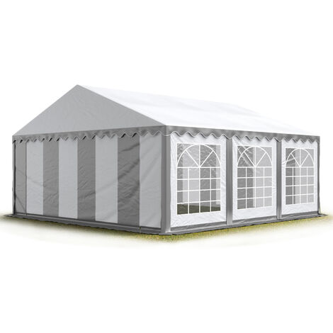 TOOLPORT Carpa para fiestas carpa de fiesta 4x6 m carpa de pabellón de jardín lona PVC 700 N en gris-blanco impermeable