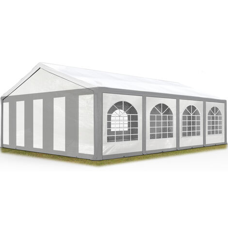 TOOLPORT Carpa de fiesta de alta calidad 5x8 m carpa para fiestas carpa de lona PE 450 N carpa de jardín carpa para fiestas gris-blanc impermeable