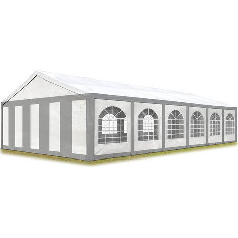 TOOLPORT Carpa de fiesta de alta calidad 6x12 m carpa para fiestas carpa de lona PE 450 N carpa de jardín carpa para fiestas gris-blanc impermeable