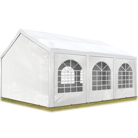 TOOLPORT Carpa de fiesta de alta calidad 4x6 m carpa para fiestas carpa de lona PE 450 N carpa de jardín carpa para fiestas blanca impermeable