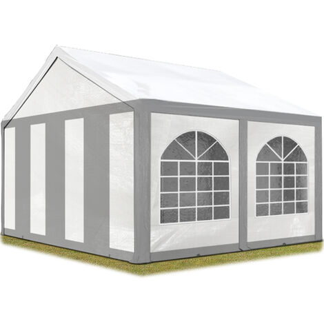 TOOLPORT Carpa de fiesta de alta calidad 3x4 m carpa para fiestas carpa de lona PE 450 N carpa de jardín carpa para fiestas gris-blanc impermeable (1/5)