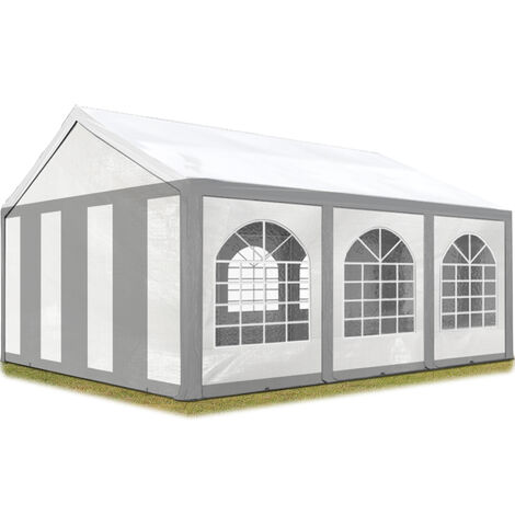 TOOLPORT Carpa de fiesta de alta calidad 3x6 m carpa para fiestas carpa de lona PE 450 N carpa de jardín carpa para fiestas gris-blanc impermeable