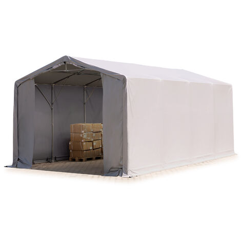TOOLPORT Carpa almacén 5x8 m carpa industrial con 3m de altura lateral PVC 850 N 100% impermeable gris