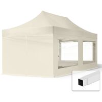TOOLPORT 3x6m Gazebo plegable - 4 paneles laterales (panorámica) Gazebo plegable de acero Carpas de fiesta en el jardín crema