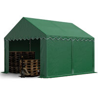 TOOLPORT Carpa almacén 3x4 m PVC 750 N impermeable verde oscuro carpa de almacenamiento con base reforzada