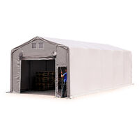 TOOLPORT Carpa almacén 5x10 m carpa industrial con 3m de altura lateral PVC 850 N 100% impermeable gris con puerta levadiza