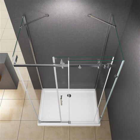 Cabine De Douche En U BuyLando Emma - Verre ESG 8 Mm - Portes Suspendues - 90x90x180 Cm - Design Sans Cadre