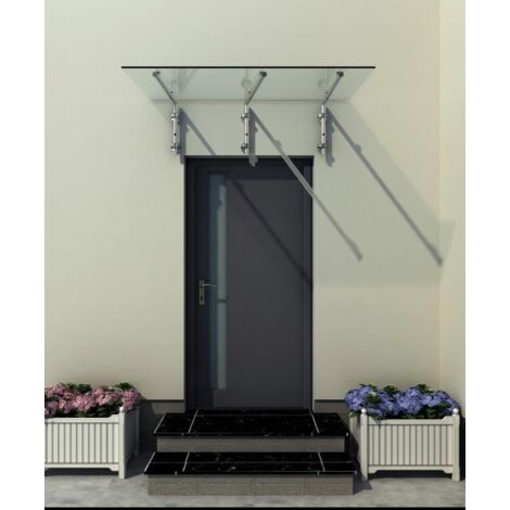 BuyLando Shop - VDB 180x90 L - Auvent en verre - Verre de sécurité feuilleté - incl.3 Support