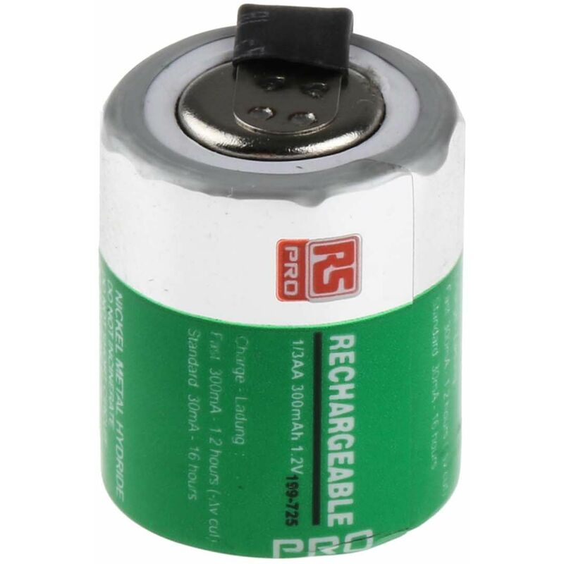 Batteria ricaricabile RS PRO, formato 1/3 AA, 1.2V, 300mAh, NiMH