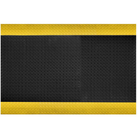 Ergonomische Werkstattmatte - Diamant-Muster - Rolle Breite 90 cm - Schräge  gelbe Kante