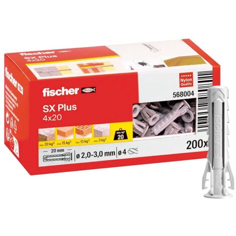 Caja de: 25 Uds. Taco Fischer Sx Plus 12Mm (4 ANCLAJES)