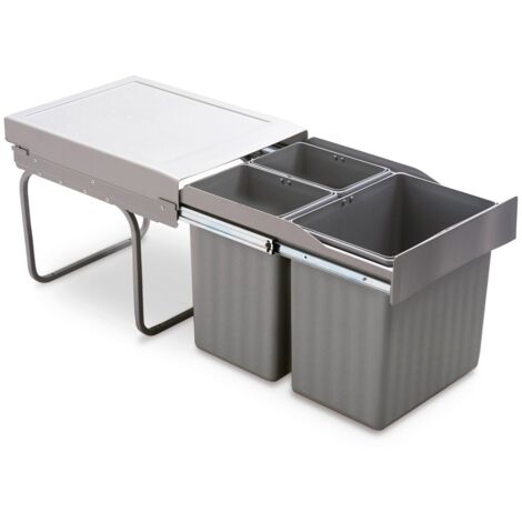 Cubo Lombardo Gris M40 1X16-2X7,5L   - LOMBARDO - Contenedor con 2 o 3 compartimentos de extracción total