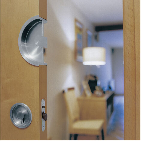 Asa Media Luna Para 10 mm Inox Mate   - LUNA - Tirador embutido al canto para puertas correderas