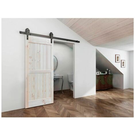 Aurelio 2m+Jgo.Accs. (OPCION FRENO)   - AURELIO - KIT accesorios puertas de madera (tipo granero) de hoja simple o doble hasta 120 Kg.