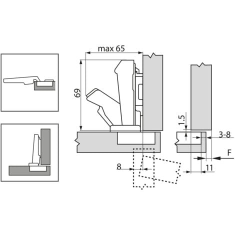 Bisagra Recta 170º Clip Top Tornillo Blu m R.71T6550