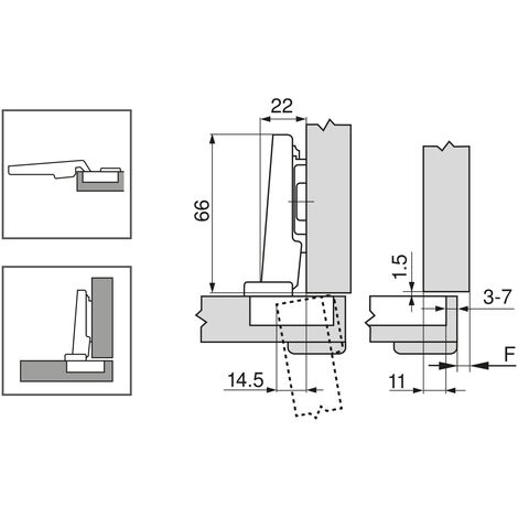 Bisagra Recta Puerta Perfilada 95º Clip Top Tornillo Blum R.71T9550