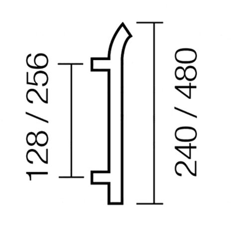 Manillon Modelo Costa 240 mm Cromo Mate   - Manillón COSTA forma de esquí