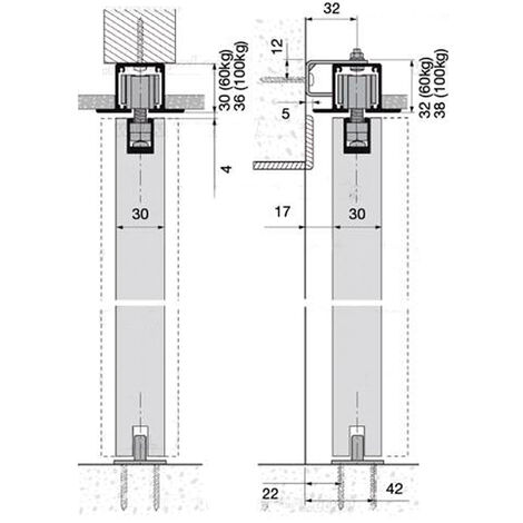 Guía para puerta corredera Klein Lite+ 100 Top