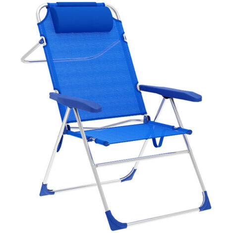 Marbueno Silla Plegable 5 Posiciones Aluminio con Cojin Azul (1/2)