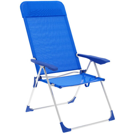 Marbueno Silla Plegable 5 Posiciones Aluminio con Cojin Azul