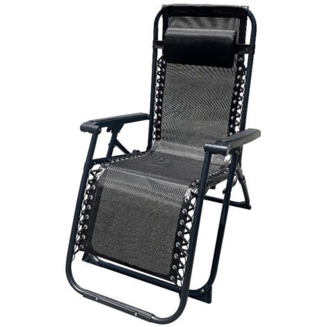 Marbueno Tumbona Plegable Acero Con Cojin Jardin 90X66X108 cm Negra 10006
