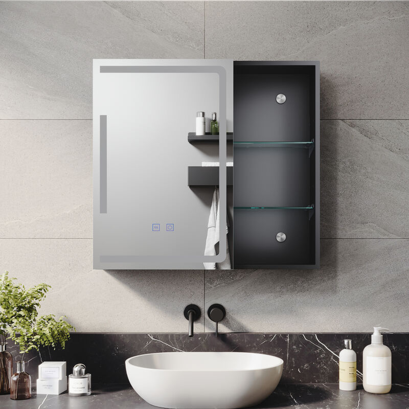 Armoire De Salle De Bain Avec Miroir Armoire De Toilette Miroir Mural 3 étagères Ouverts 60 X 20 X 60 Cm Bois Naturel 98864161