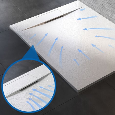 SONNI Receveur de douche Plat SMC Blanc 120x90cm,Antidérapant