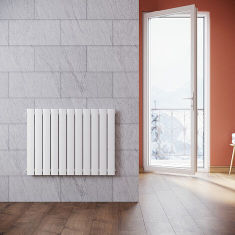 SONNI Radiateur eau chaude en acier Conception murale Vertical Tube plat Radiateur chauffage central 630x850mm Panneau Unique Blanc (642W) Horizontal
