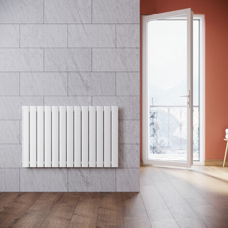 SONNI Radiateur eau chaude en acier Conception murale Vertical Tube plat Radiateur chauffage central 630x1004mm Panneau Unique Blanc (759W) Horizontal