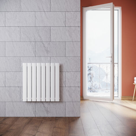 SONNI Radiateur eau chaude en acier Conception murale Vertical Tube plat Radiateur chauffage central 630x619mm Panneau Unique Blanc (467W)