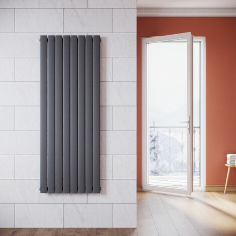 SONNI Radiateur eau chaude en acier Conception murale Vertical Tube plat Radiateur chauffage central 1600x619mm Panneau Unique Anthracite (1108W)