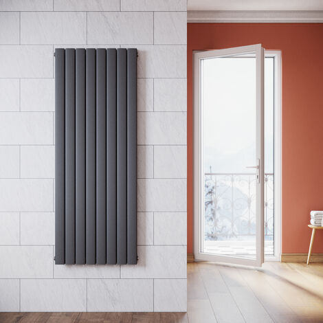 Sonni – Radiateur eau chaude en acier 1600x619mm – Puissance 1654W – Installation murale – Panneau double anthracite – 8 tubes pour chauffage central