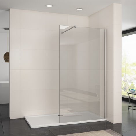 SIRHONA Paroi de Douche 110x200cm Walk-in Panneau Fixe,Verre Trempé de Sécurité Nano 8 mm,Ecran en Verre Facile à Nettoyer