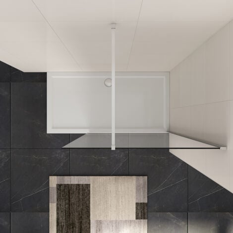 SIRHONA Paroi de Douche 110x200cm Walk-in Panneau Fixe,Verre Trempé de Sécurité Nano 8 mm,Ecran en Verre Facile à Nettoyer