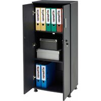 Tall Cupboard with 3 shelves Storage Filing Cabinet Matching Range of Home Office in Graphite Black - Piranha Furniture Bonito