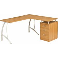 Large Corner Computer Desk with 3 Drawers and A4 Filing Matching Range Home Office Oak - Piranha Furniture Regal - Oak