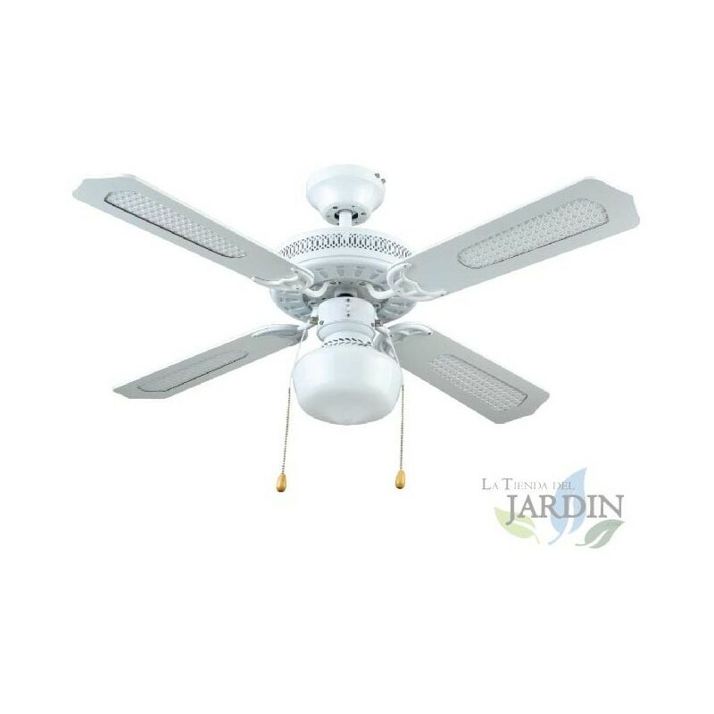 Ventilatore da soffitto con luce E27, 50 W, bianco, 105 x 42 cm, pale  reversibili [Classe di efficienza energetica A++]