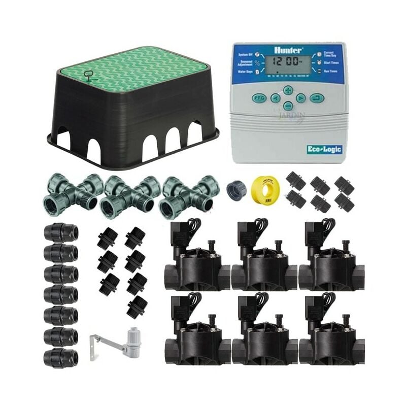 Kit irrigazione automatica professionale Hunter-Rain Bird a 6 zone 24v per  tubo da 20mm