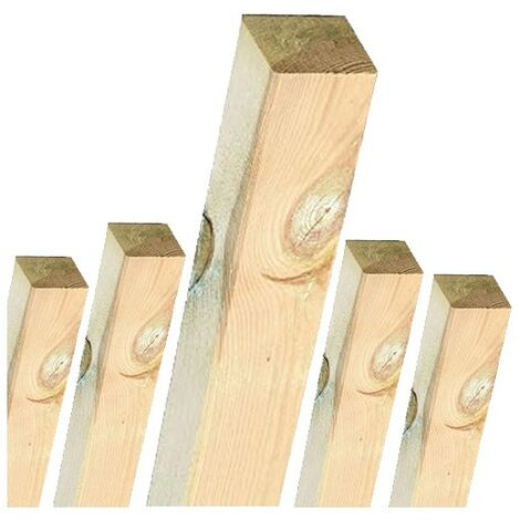Set di 5 Palo quadrato in legno 9x9x150 cm Tutor di Pine Wood senza punta Pali per recinzioni, pergole e giardini (1/4)